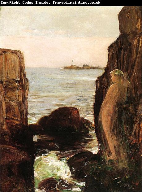 Childe Hassam Nymph on a Rocky Ledge